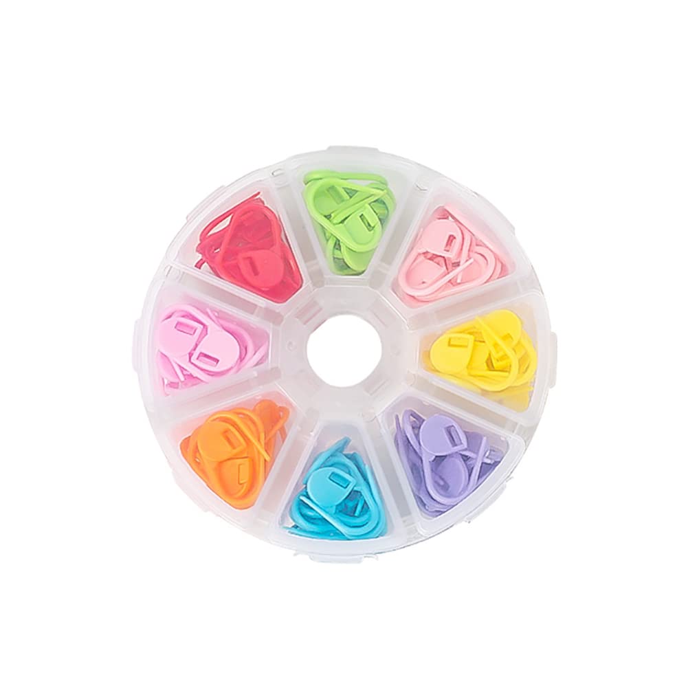 Stitch Markers 8 Colors Knitting Crochet Locking 80Pcs Stitch Needle Clip Counter with Clear Storage Case (Multicolor) Needle Clip Knitting Markers Sweater Yarn Clothing