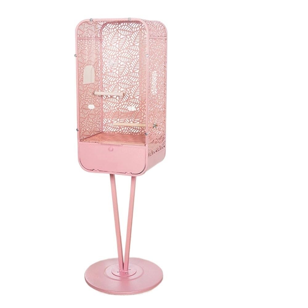 Vogelkäfig Vogelkäfig in Blattform mit hohen Füßen, transparenter Vordergrund mit Tür, Dekoration for mehrere Vögel Außenvoliere(Pink)
