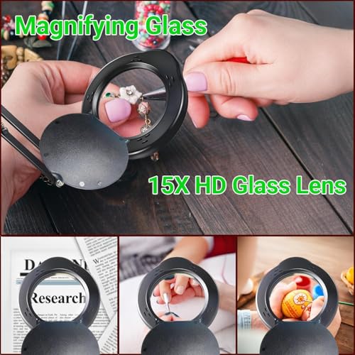 Lampe loupe 15X à bras pivotant avec 84 LEDs et intensité variable - 6