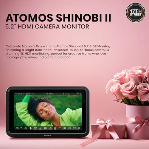 Image of Atomos Shinobi II 5.2 inch HDMI Camera Monitor with HDR Touchscreen Display | Lightweight Monitor for Photography with Battery, Charger and Camera Hot Shoe Mount Advanced Bundle Set