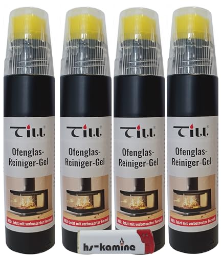 ** Set** Till Kaminglas Reiniger 4 Flaschen a. 200ml Gel mit Bürste