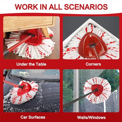 Image of 3 Pack Spin Mop Heads with Scrubbing Pad - 2026 Upgraded 2-in-1 Mop Head for EasyWring 1-Tank System. Built-in Scrub Pads for Stuck-on Grime, 40% More Cleaning Power Mop Refills.