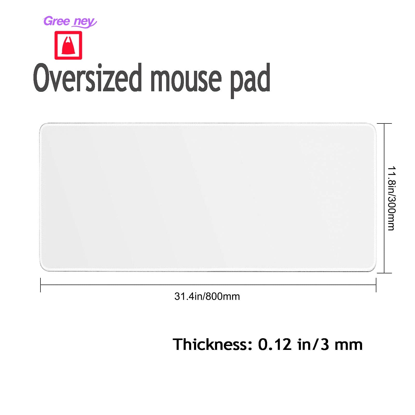 Greeney Alfombrilla de ratón para juegos grande, 31.5 x 11.8 pulgadas de sublimación en blanco almohadillas de ratón para impresión de prensa de calor Logo Crafts (blanco)