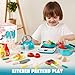 JOYIN Toy Food Set for Kids Kitchen, Pretend Play for Toddlers 1-3, Play Kitchen Appliances with Pots, Pans, Induction Cooker, Cutting Vegetables, Fake Food, Gift for Boys and Girls, Cooking Toy Set