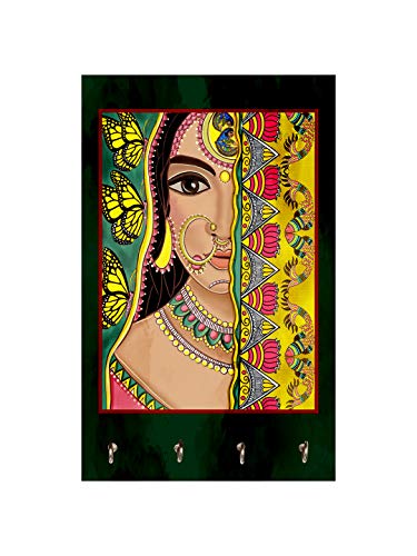 Image of 999STORE keys holder for home holder wall mount hanger organizer Indane Women Face key stand for wall (MDF 7.5X12 Inch Multi) KeyholderP075