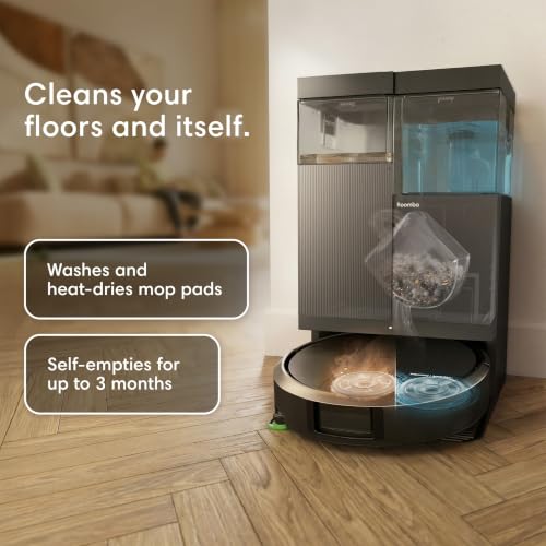 Image of iRobot Roomba Plus 415 Robot Vacuum & Mop Combo, 20,000Pa Suction, 90 Days Self-Emptying, Multifunction Dock, Self-Cleaning & Hot Dry, Smart Obstacle Avoidance, Lifting Spinning Mops, Ideal for Pets