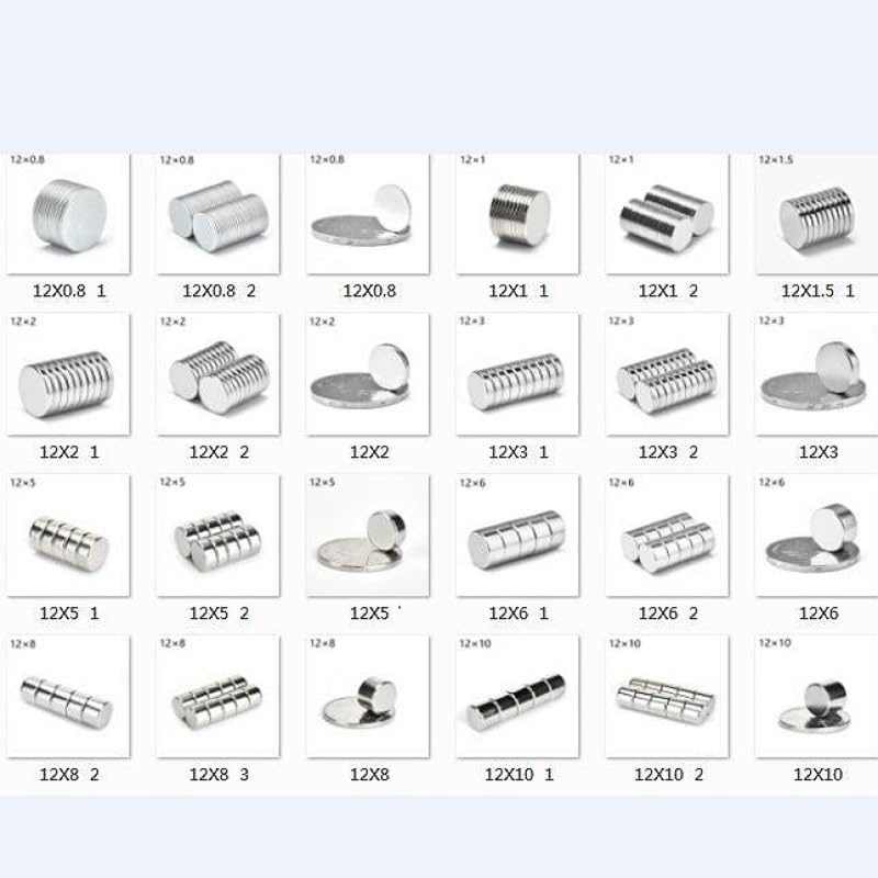 10pcs 12mm Diameter Round Rare Earth 1/1.5/2/3/4/5/6/8/10/12/15/20mm Thick Neodymium Crafts Permanent Magnet(D12mm x 12mm)