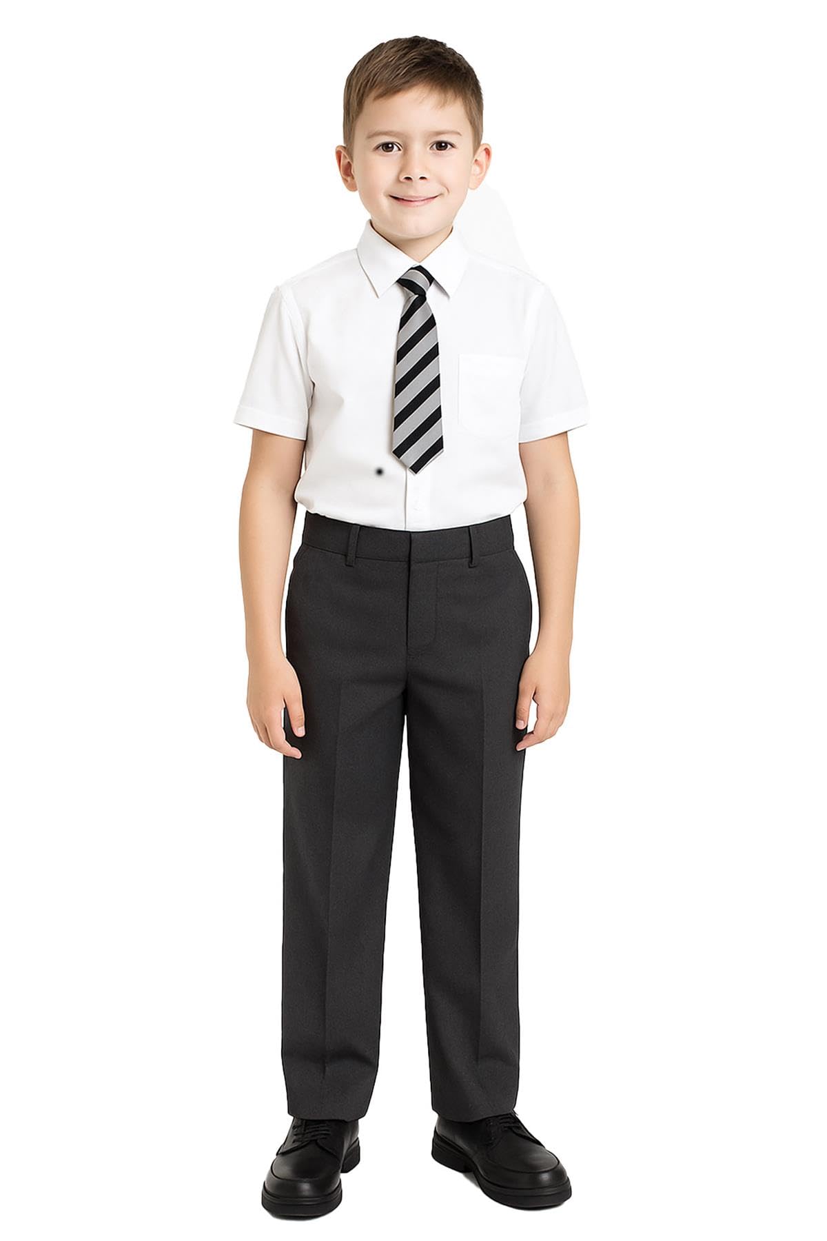 A2zkids (15-16 Years, Jet ) Boy Pant Plain School Uniform Elasticated Trouser Black