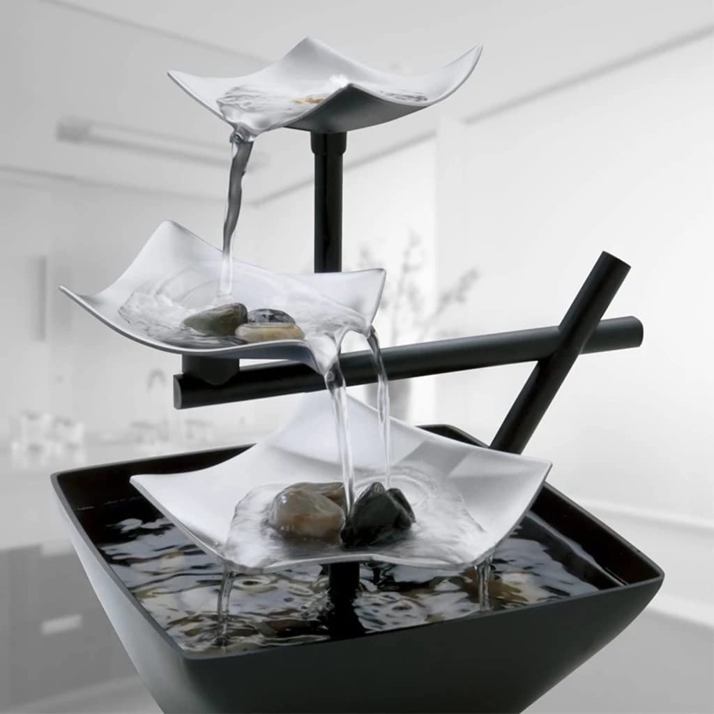zalati Fontaine de table avec lumière LED - Interrupteur d'alimentation automatique - Pierres de rivière naturelles - Décoration d'intérieur ou de bureau