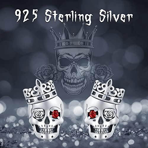 Skull Earrings Sterling Silver Skeleton Earrings Skull with Rose Stud Earrings Fashion Black Hypoallergenic Studs Jewellery Graduation Gifts for Women MenGoth Earrings