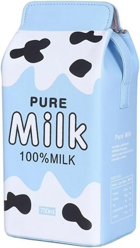 PORRASSO Crossbody Bag Milk Carton Creative Shoulder Bag PU Handbag Women Satchel with Adjustable Strap for Travel Dating Daily Use Blue