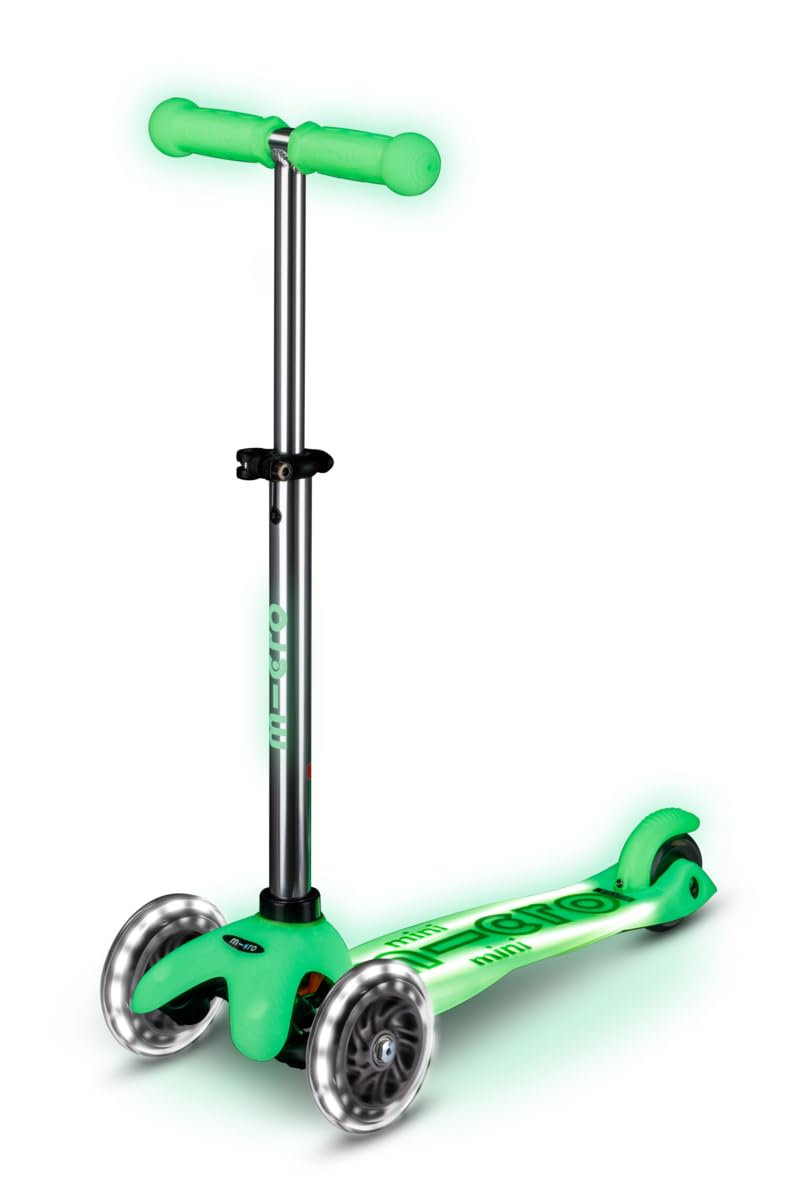 Micro Kickboard | Mini Deluxe Glow Plus LED Scooter | Adjustable Handlebar | Lean-to-Steer | Lightweight | Three-Wheeled | Kids Ages 2-5 yrs