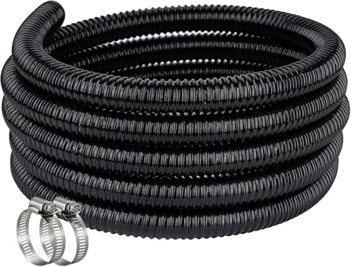 Meksular Black Corrugated Pond Hose 25mm 3M for Pump Water Butt 2 Clips