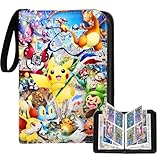 Kartenbinder 4 Pocket, Sammelkartenalben für 400 Karten mit 50 herausnehmbaren Hüllen, Tragbarer Sammelalbumhalter, Spielkartenetui für Geschenke (CB12)