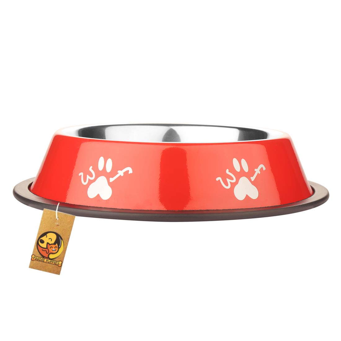 Foodie Puppies Stainless Steel Bowl for Dogs, Cats & Any Pets - 700ml I Non-Skid Rubber Bottom Food/Water Bowl I Non-Toxic & 100% Safe for Pets (Candy Red, Woof) (B083HGJN3Q) Amazon Price History, Amazon Price Tracker