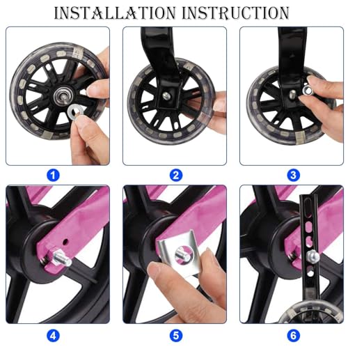Stützräder,stützräder kinderfahrrad,Universal Stützräder mit leuchtenden,Hilfsräder für Kinderfahrrad,1 Paar Einstellbare Hilfsräder Sicherheitsstützräder,für 12 14 16 18 20 Zoll Kinderfahrrad,Schwarz