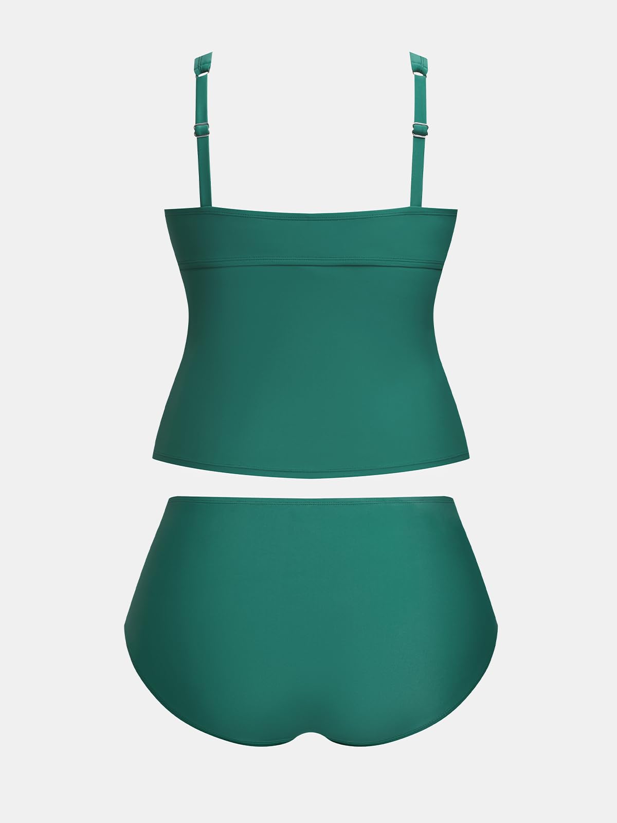 CUPSHE Conjunto de tankini para mujer, talla grande, cuello en V, fruncido, de dos piezas, tirantes ajustables, tiro medio
