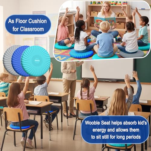 Image of Wobble Cushion Core Balance Disc, Wiggle Seat for Sensory Kids to Stay Focused, Non-slip Balance Pads with Inflation Pump for Physical Therapy & Core Strength