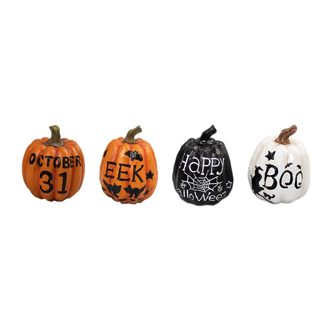 Gem Imports Multicolor Assorted Pumpkin With Slogan Halloween Ornament Decoration 10Cm