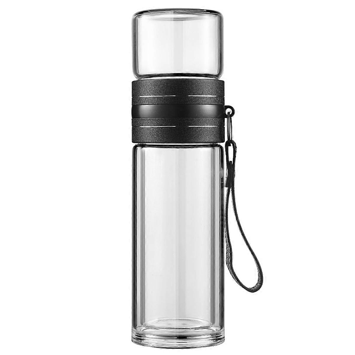JOYHAPPST Tea Infuser Bottle 450ml Double Wall Glass Leakage Proof Travel Portable Water Separation