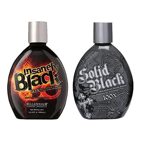 Millennium Tanning Products, Solid Black 100x (13.5 oz) and Insanely Black 60x (13.5 oz) Cover