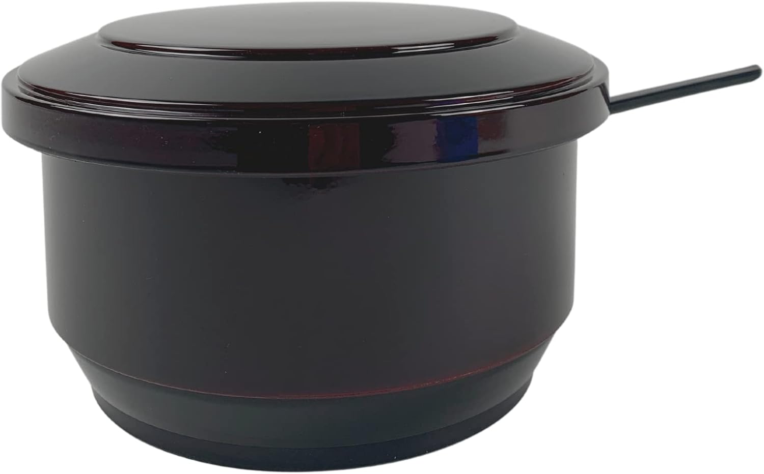JapanBargain 4777, Rice Serving Bowl with Lid and Rice Paddle Spoon Japanese Ohitsu Container Made in Japan, Burgundy Color, Serving 4-6 People