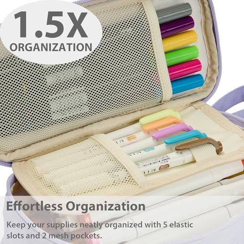 Image of SPACEMATE Pencil Case Pouch Box Bag School Supplies Girls Boys Kids, Cute Preppy Stuff Large Big Capacity Aesthetic Pen Organizer, Back to College Stationary, Light Purple, Standard Stlye, 1800ml
