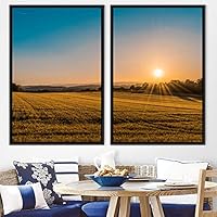2 Piece Framed Canvas Wall Art Beautiful Sunset Canvas Prints Home Artwork Decoration for Living Room,Bedroom - 16