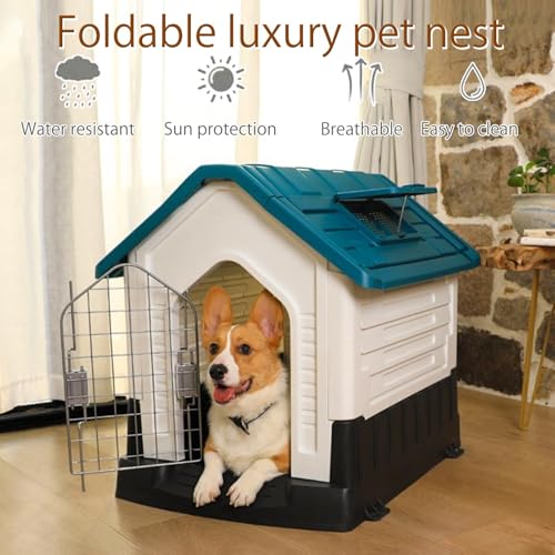 Casa para perros al aire libre de plástico impermeable con ventilación 4