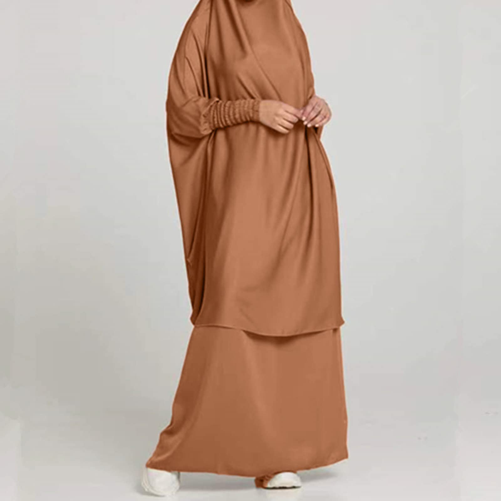 CLMJHG Abaya für Damen, muslimische Kleider, Robe, Damen, muslimisches Abaya-Kleid, Ramadan-Gebetskleidungsstück, Hijab mit Kapuze, Dubai, vollständige Abdeckung, Islam-Robe, afrikanischer