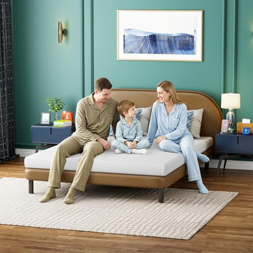 FDW | 5 Inch Queen Mattress | Medium Firm | Gel Memory Foam Mattress | White | Bed in a Box, CertiPUR-US Certified | Pressure Relief, Cooling Ventilated Foam | Washable Removable Cover