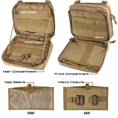 Wynex Tactical Molle Admin Pouch Of Laser Cut Design, Nylon Utility Pouches Molle Attachment Military Medical Emt Organizer With Map Pocket Edc Emt Pack Ifak Tool Holder Universal U.s.a Patch Included #TOP3