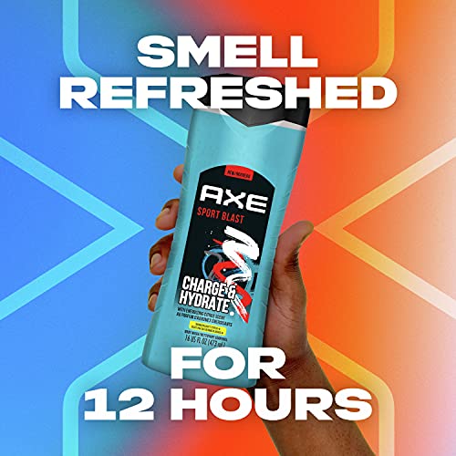 Axe Body Wash Charge & Hydrate Sports Blast Energizing Citrus Scent Men's Body Wash, 100 Percent Recycled Bottle, 16 Fl Oz (Pack Of 4) #TOP4