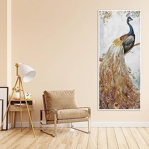 SHEGZHUC Large Diamond Painting Peacocks 50 x 110 cm Diamond Painting Round Square Blue Peacock Peacock Diamond Art Peacock Painting by Numbers Diamond Mosaic Animals Animal Print Rhinestone Sticker - Image 3