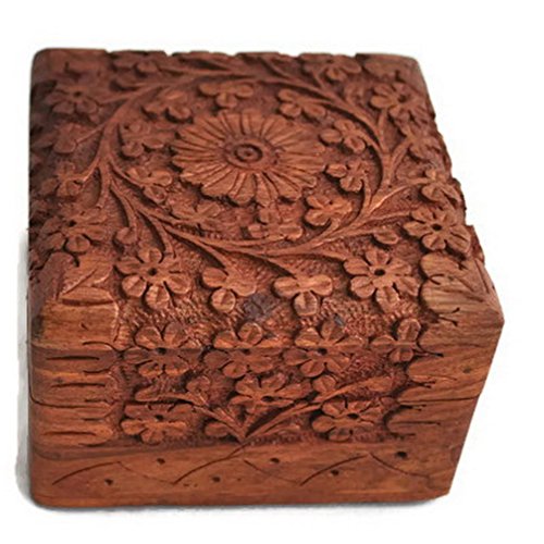 storeindya Sale Beautifully Hand Carved Wooden Keepsake Box Jewellery Chest Organiser Unique Gift Ideas for Men & Women (Design 9) 'Due to nature of the material and dye used, item may come in different shades of brown' - Cosy Home Interiors storeindya Sale Beautifully Hand Carved Wooden Keepsake Box Jewellery Chest Organiser Unique Gift Ideas for Men & Women (Design 9) 'Due to nature of the material and dye used, item may come in different shades of brown' - Image 2