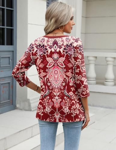 Image of Zeagoo 3 /4 Length Sleeve Womens Tops Dressy Casual Three Quarter Sleeve Blouses V Neck Shirts