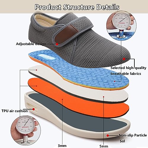 bumuam Diabetic Shoes Width Shoe for Elderly Women,Adjustable Closure for Arthritis Swollen Edema Plantar Fasciitis Swollen Feet Walking Shoes Men 6.5/Women 73