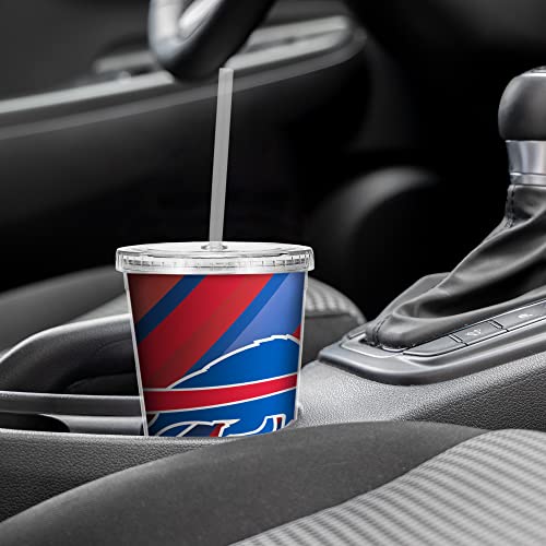 Image of Rico Industries NFL Football 16oz Clear Tumbler W /Straw for NFL Fans