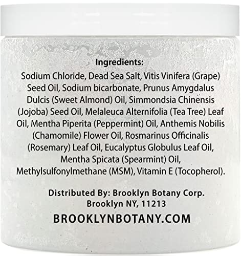 Brooklyn Botany Dead Sea Salt And Tea Tree Oil Body Scrub - Moisturizing And Exfoliating Body, Face, Hand, Foot Scrub - Fights Stretch Marks, Fine Lines, Wrinkles - Great Gifts For Women & Men - 10 Oz #TOP2