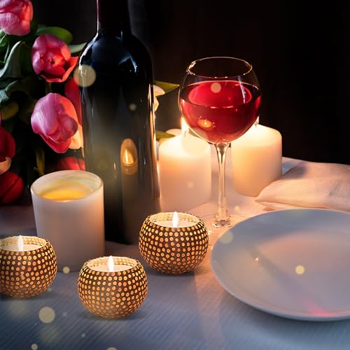Image of Floryn Decor Morrocan Mosaic Candle Holders | Home Light Decorations Items | Mosaic Glass Tealight Holder | Best lamp for Diwali Decoration | Pack of 3 (with 3 Tealight Candle Free)