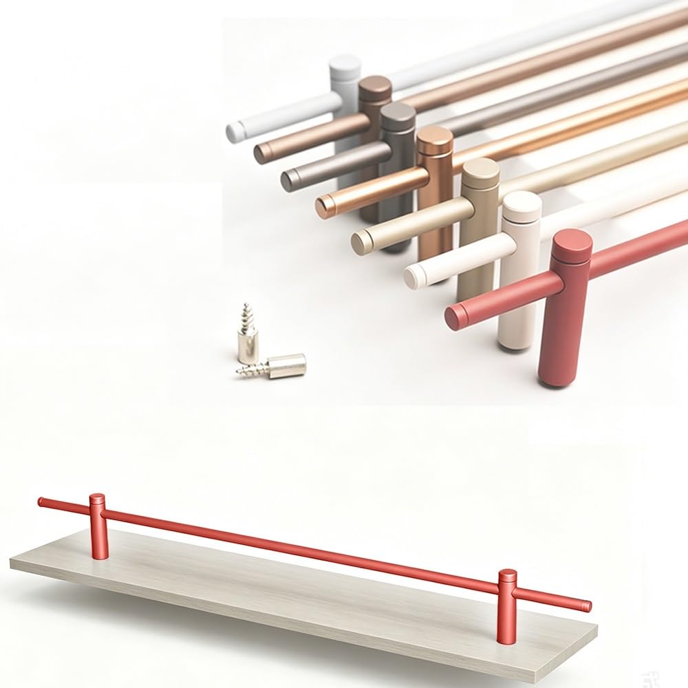 Tajmdgw Red Shelf Guard Rail Guardrail Bars Anti-Fall Shoe Rack Front Barrier Rod Metal Round Tube Railing Decorative Shelf Guard Fence For Bookcase Gallery(,70Cm(27.5"))