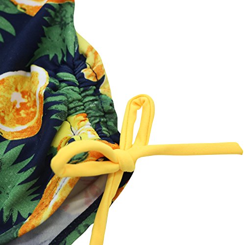 Image of Girls Lemon Double Ruffle One Shoulder Adjustable Swimwear Fashionable One Piece Bathing Suit(5y-16y)