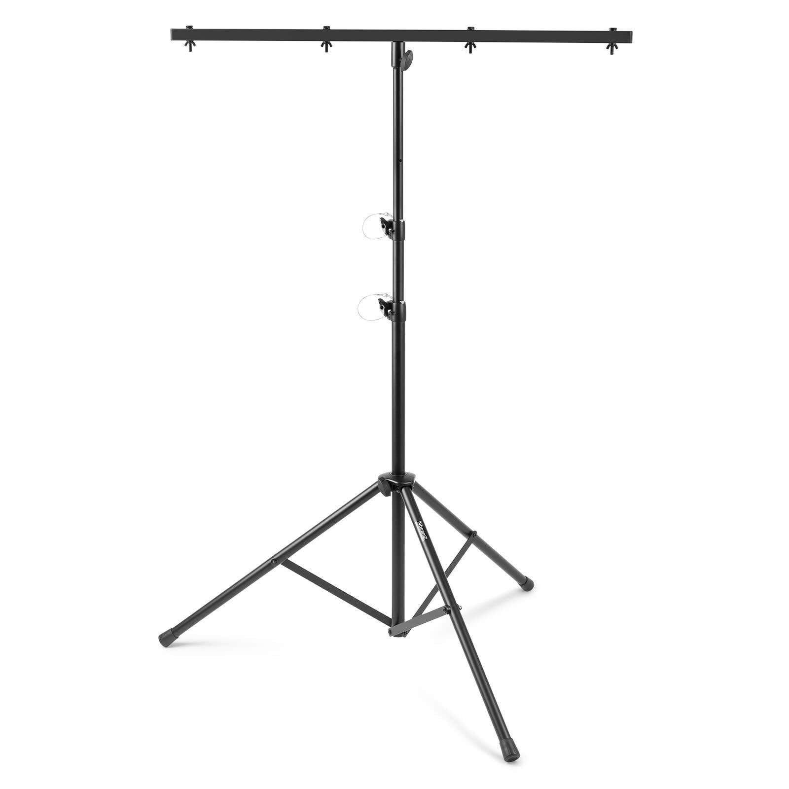Beamz LS25T - Treppiede Luce DJ con Asta T, Regolabile in Altezza 120-275 cm, 25 kg, Nero, Metallo, Caucciù
