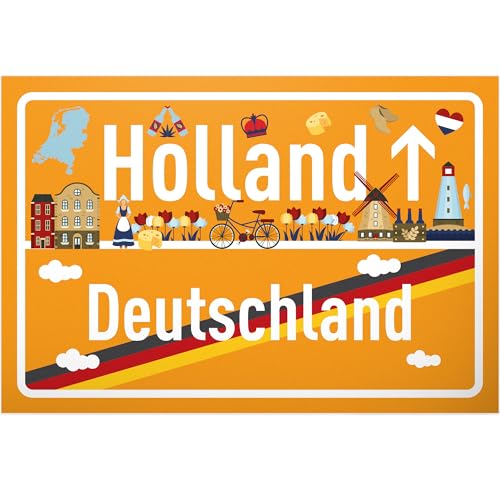 DankeDir! Holland Deutschland Ortsschild - Schild 30 x 20 cm - Geschenk Idee Gutschein Reise Urlaub Reisegutschein Männer & Frauen Geldgeschenk Abschiedskarte Geschenkidee Deko Karte