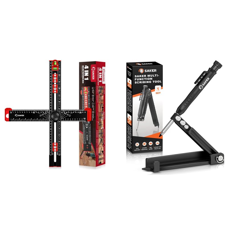 SakerMulti-function Scribing Tool 4-in-1 Drilling Positioning Ruler