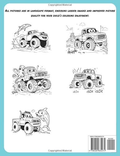 Ocean Monster Truck Coloring Book: kids Ages 3-9 Dolphins under the sea theme (kids Monster Truck Ad