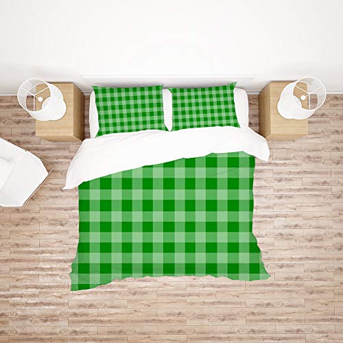 Housse de couette rétro à carreaux en polyester ultra doux et durable pour lit simple