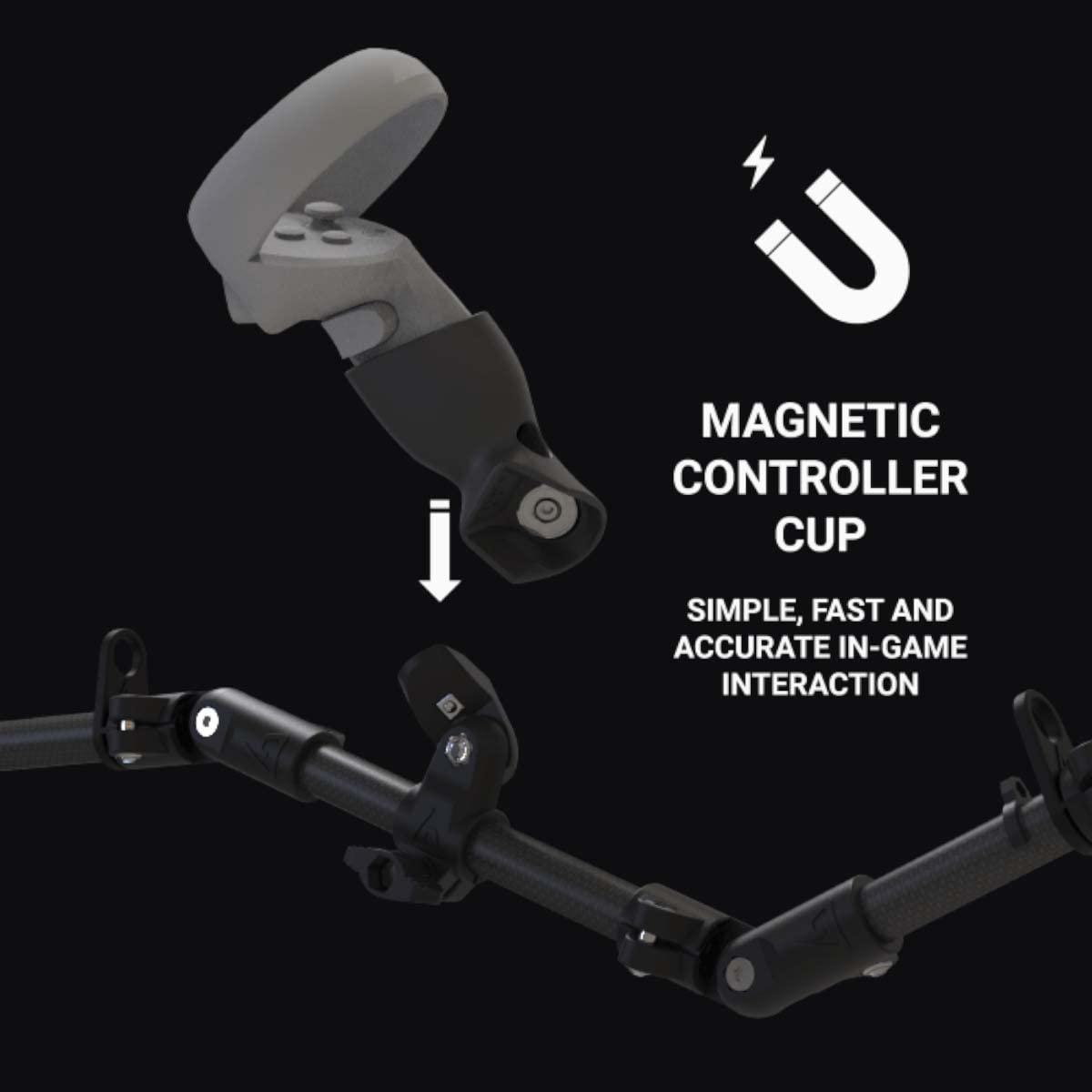 MagTube Rifle Gunstock para juegos VR FPS para mejorar la visión alineando los mandos con articulaciones y configuraciones múltiples para auriculares válvula índice en cromo y gris