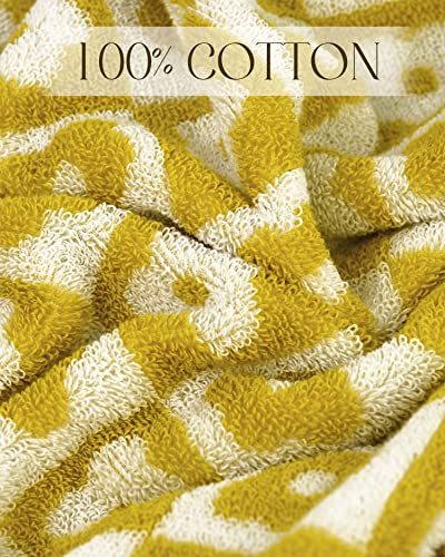 4 Pack Cotton Hand Towels For Bathroom Kitchen - Soft And Quick Drying Face Towels Checkered Floral Yellow, 410 Gsm, 29” X 13” #TOP6