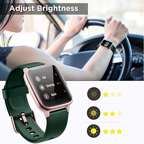 ANBES Health and Fitness Smartwatch with Heart Rate Monitor, Smart Watch for Home Fitness Tracking, Yoga, Exercise Bike, Treadmill Running, Compatible with iPhone and Android Phones for Women Men